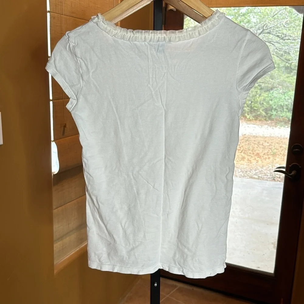 Gap Kids White Cap Sleeve Tee with Mesh around collar Size XXL 14-16